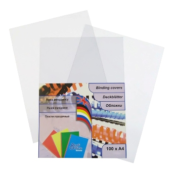 Обложка для переплета, A3, 200микр, пластиковая, прозрачная глянцевая ProfiOffice
