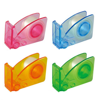 Лента клейкая 19ммx7.5м, в диспенсере, корпус прозрачный цветной O-Life