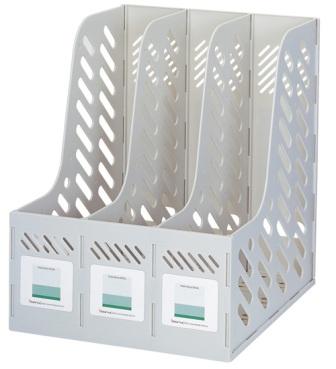 Лоток вертикальный А4, 258мм, 3-х секционный, серый, пластик сборный Shuter