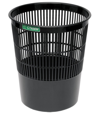 Корзина для бумаг 14л, круглая, сетчатая, черная Стамм