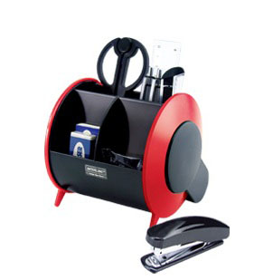 Набор настольный 9 предметов, пластик, красный/черный O-Life