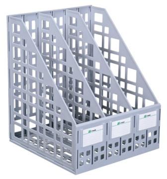 Лоток вертикальный А4, 240мм, 3-х секционный, серый, сборный Стамм