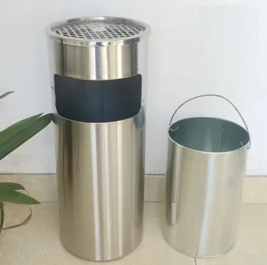 KALAM.KZ - Урна пепельница 25л. металлическая, хром, уличная, серебристая, d 25 см