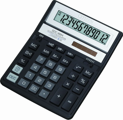Калькулятор 12 разрядов, 15.8x20.5см, черный Citizen