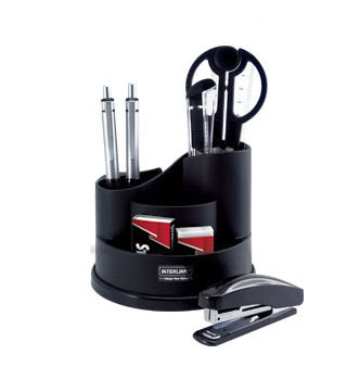 Набор настольный 9 предметов, пластик, крутящийся, черный O-Life