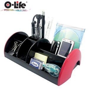 Набор настольный 9 предметов, пластик, красный/черный O-Life