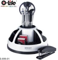 Набор настольный 9 предметов, пластик, белый/черный O-Life