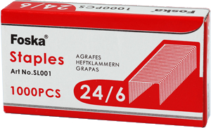 Скобы для степлера №24/6, 1-30л, 1000шт, оцинкованные Foska