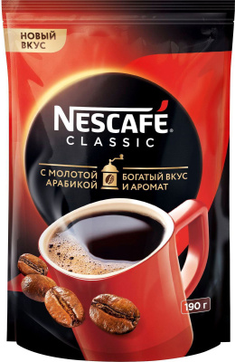 Кофе растворимый 190 г, Nescafe Classic, м/у