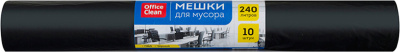 Пакет для мусора на 240л, 10шт, черный, 31мкм., OfficeClean ПВД