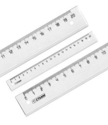 Линейка 20см, прозрачная, пластик Стамм