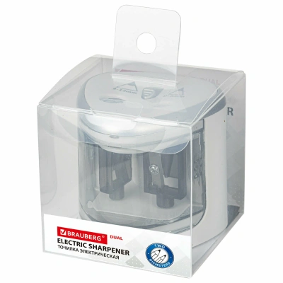 KALAM.KZ - Точилка электрическая, 2 отверстия, с контейнером, белая Brauberg