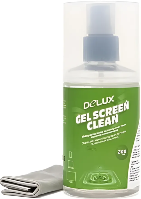 Набор чистящий 200 мл, для всех видов техники, спрей + салфетка, Delux "Gel Screen Clean "