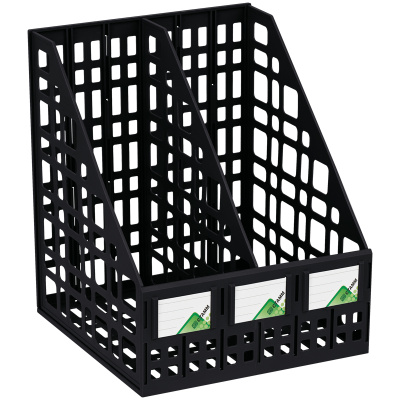 KALAM.KZ - Лоток вертикальный А4, 245мм, 2-х секционный, черный, сборный Стамм