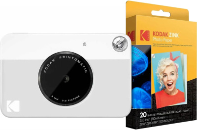 Фотоаппарат моментальной печати Kodak Printomatic серый+Фотобумага 2х3 Kodak ZINK 20 шт