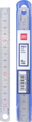 Линейка 15см, металлическая Deli