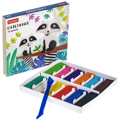 Пластилин 12 цветов, 240гр, со стеком, серия "Colora""Hatber",