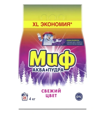Порошок, Миф 4 кг, для стирки, автомат 3 в 1 Свежий цвет