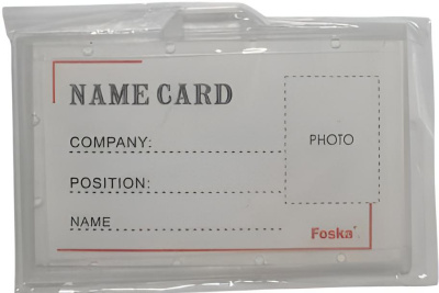 Бейдж горизонтальный, 59x92мм,без зажима, жесткий, прозрачный Foska