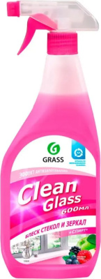 Средство для мытья стекол и поверхностей, 600мл, с триггером, "Clean Glass" лесные ягоды 