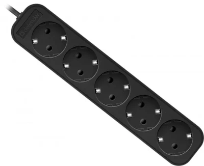 Сетевой фильтр 5 гнезд, 5 м, Defender M550, без выкл. с заземл. черный
