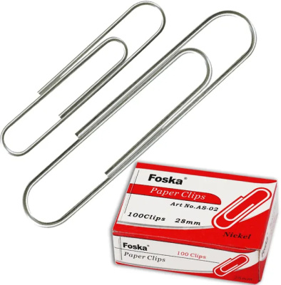 Скрепки 78мм, 50шт, круглые, никелированные Foska