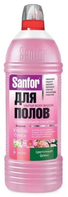 Средство моющее, универсальное для пола 1л. ультра блеск, Цветочный фреш "Sanfor" 
