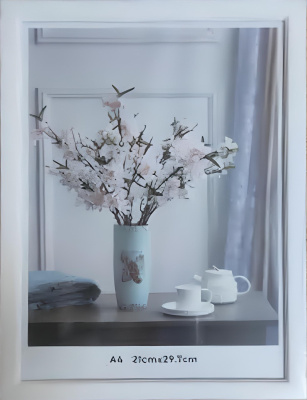 Рамка для фото А4 пластик под дерево, белый багет