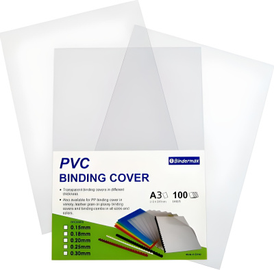 Обложка для переплета, A3, 180микр, пластиковая, прозрачная Bindermax