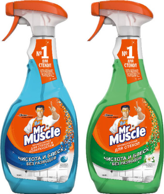 Средство для мытья стекол и поверхностей, 450мл, с триггером, "Мистер Мускул"