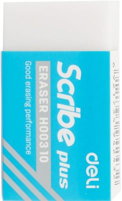 Ластик 40x22x12мм, для стирания карандаша, белый Deli Scribe