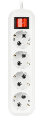 Сетевой фильтр 4 гнезда, 3 м, Smartbuy с выкл. и заземл. ПВС 3х1,0 белый