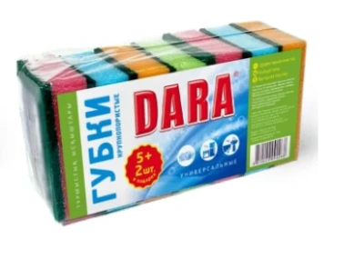 Губка для мытья посуды 5+1 шт в уп. универсальная "DARA"
