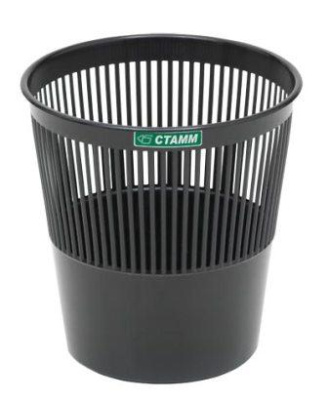 Корзина для бумаг 9л, круглая, сетчатая, черная Стамм