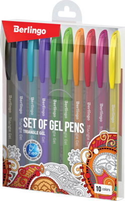 Набор гелевых ручек 0,5мм., 10шт, 10цв., ассорти, Berlingo "Triangle Gel