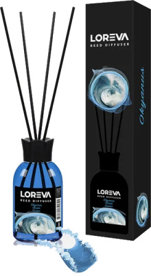 Освежитель-Аромадиффузор 110мл, Loreva с эфирными маслами с палочками, "Океан"