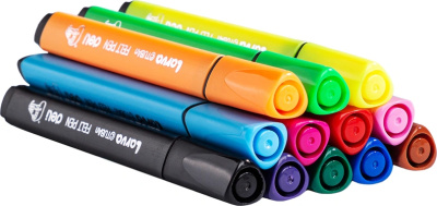 KALAM.KZ - Фломастеры 12 цветов Deli "Larva" трехгранный корпус, пластиковая упаковка