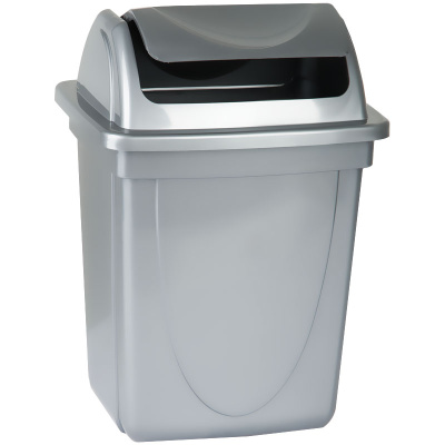 KALAM.KZ - Корзина для бумаг 12л, цельная с вращающейся крышкой, серая Стамм