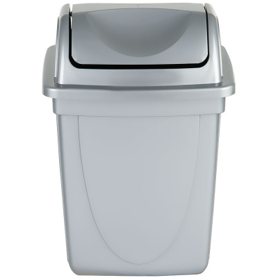 KALAM.KZ - Корзина для бумаг 12л, цельная с вращающейся крышкой, серая Стамм