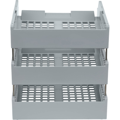 KALAM.KZ - Лоток горизонтальный А4, 3-х секционный, серый, Стамм Strong