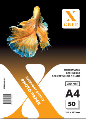 Фотобумага А4, 210гр, 50л/уп, для струйной печати глянцевая X-Gree Everyday