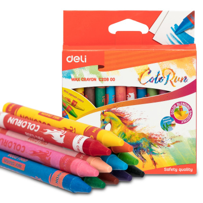 KALAM.KZ - Мелки восковые 12 цветов, набор, "ColoRun", пастельные,  картон Deli