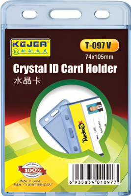 Бейдж вертикальный, 74x105мм, без зажима, жесткий, прозрачный Kejea