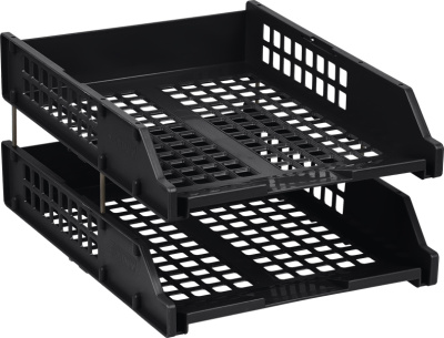 Лоток горизонтальный А4, 2-х секционный, черный, Стамм Strong