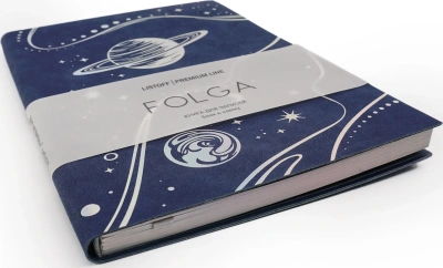 Книга для записей А5, 80л, клетка, иск. кожа, Folga 3, торцы серебро Эксмо