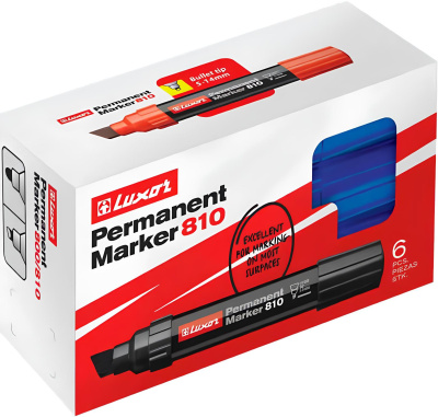 KALAM.KZ - Маркер перманентный, 5-14мм, скошенный наконечник, "810", синий, Luxor