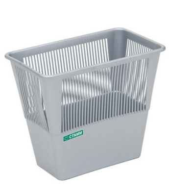 Корзина для бумаг 12л, прямоугольная, сетчатая, серая Стамм