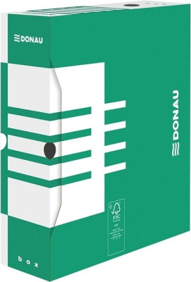 Архивный короб, A4, 100мм, картон, белый/зеленый Donau, PBS