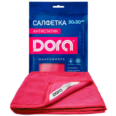 Салфетка 30*30см, микрофибра 1 шт. "Универсальная" Антистатик "Dora" 