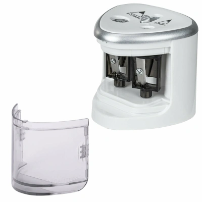 KALAM.KZ - Точилка электрическая, 2 отверстия, с контейнером, белая Brauberg